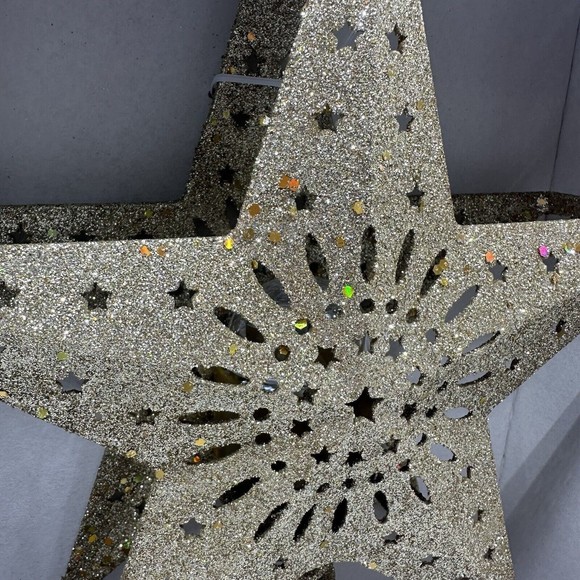 NEW Christmas Tree Star Topper LED Rainbow Lights Gold Glitter Peace & Joy 10" - Picture 4 of 9